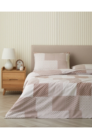 English Home Chain Patch Kolay Ütülenir Çift Kişilik Nevresim Takımı 200x220 Cm Turuncu
