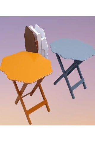 1448bng90095çanta Zigon Sehpa Yonca Dörtlü Model Mdf 4renk Ceviz-hardal-beyaz Ve Gri Renk Uyum