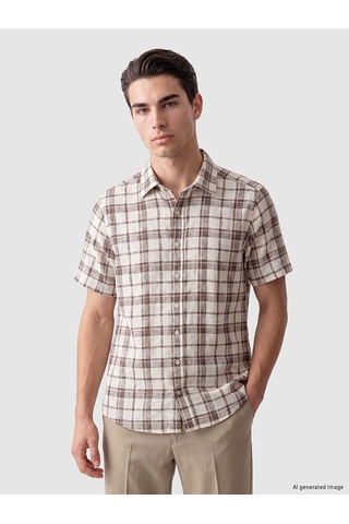 Lcwaıkıkı Classic Kahverengi Regular Fit Ekose Armürlü Erkek Gömlek