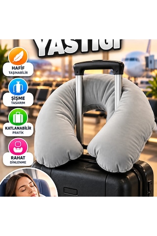 Şişme U Tipi Seyahat Boyun Yastığı Hafif Katlanabilir Dinlenme Desteği