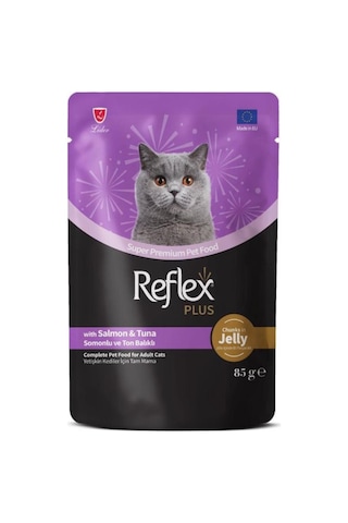 Reflex Plus Jöle İçinde Somonlu Ve Ton Balıklı Yetişkin Kedi Konservesi 85gr - 11 Adet