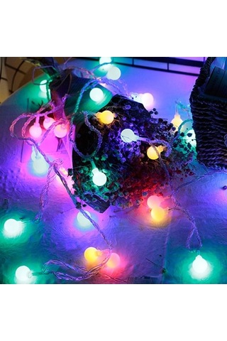 Tongxida Çevre Dostu Led Küre Işık Dizisi - Renkli 80 Led - Pil Gücü Festival Dekoru Diğer