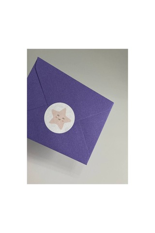 Pembe Gülücük Yıldız Etiketi Yuvarlak Mat Çıkartma Minik Yıldız Round Sticker 3 Cm 95 Adet Çok Renkli