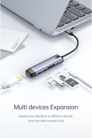 Mcdodo 6 In 1 Type C Apple Uyumlu MacBook Çevirici Çoklayıcı Adaptör Hu-7740