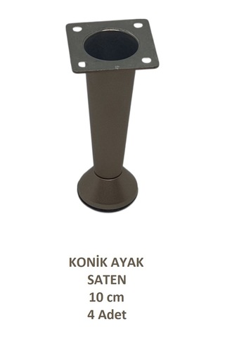 Adilon Konik Ayak, Saten, 10 Cm, 4 Adet Dolap, Mobilya, Puf Ayağı Vidaları Hediye Saten