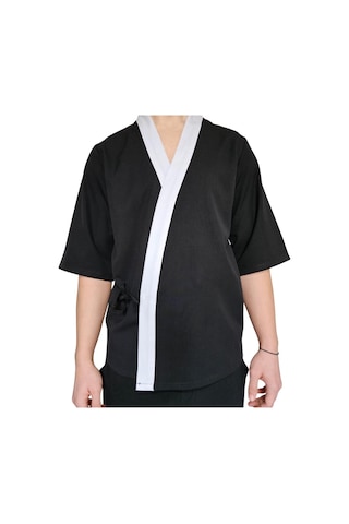 Formteks Sushi Şef Kimono Ceketi Siyah Beyaz Kırmızı