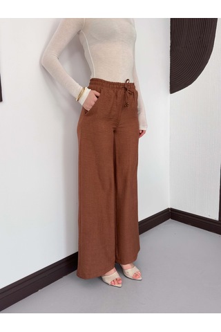 Verymoda Keten Pantolon D2381 Kahve