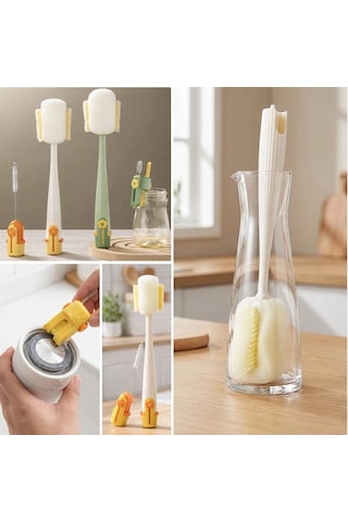 5 İ 1 Arada Çok Amaçlı Şişe Temizleme Fırçası Sürahi, Kavanoz, Pipet, Kapak, Emzik Ve Biberon Temizlik Seti Bx40