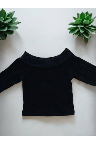 Kız Çocuk Fitilli Kaşkorse Bluz-14410 Siyah