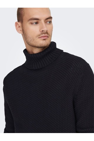 Only & Sons Onstuck 7 Roll Neck Knit Erkek Siyah Kazak - 22022595