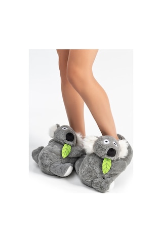 Twigy Koala Kadın,Garson Boy Hayvanlı Panduf Gri 36/41 AA0634 Gri