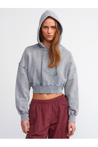 Dilvin Yıkama Efektli Sweatshirt Gri