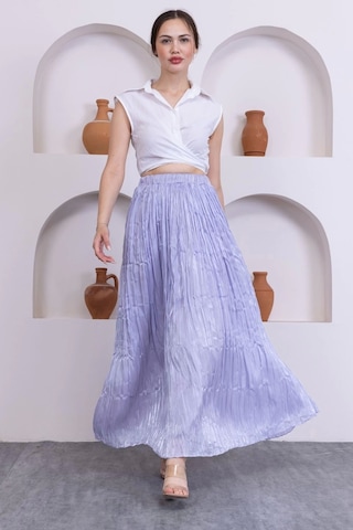 Kırışık Detaylı Etek 6034-lila Lila