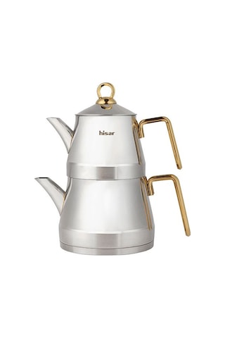 Hisar Orlando İndüksiyon Tabanlı Midi Çelik Çaydanlık Titanyum Gold Inox