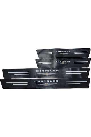 Chrysler Logolu Karbon Kapı Eşiği Koruyucu Bant Folyo 4'lü Set