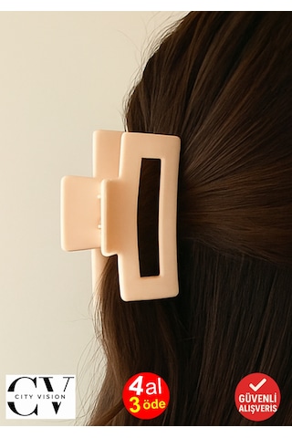 Pudra Renk Televizyon Model Mandal Saç Tokası 11 Cm - Şık Ve Dayanıklı Pudra