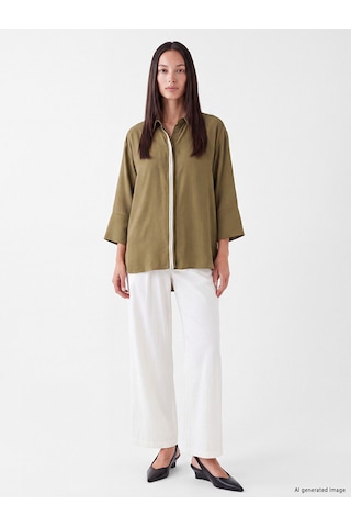 Lcw Studıo Haki Oversize Kadın Gömlek