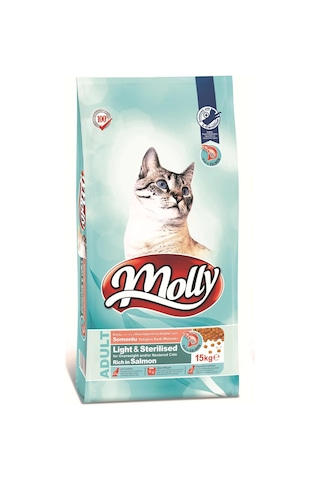 Molly Light Sterilised Somonlu Kısırlaştırılmış Yetişkin Kedi Maması 15 KG