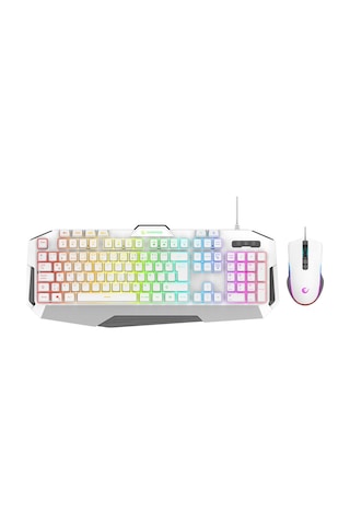 Rampage Km-34 Glare Beyaz Usb Rgb Aydınlatmalı Q 12800 Dpı Mouse Gaming Oyuncu Klavye Set Optik