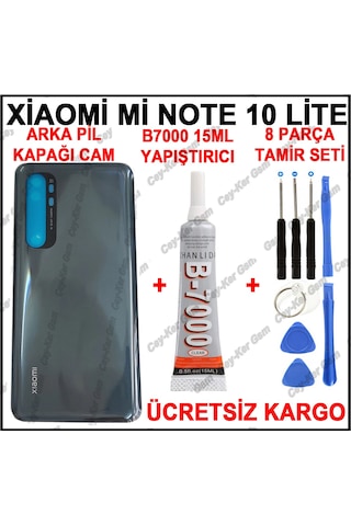Xiaomi Mi Note 10 Lite Arka Pil Kapak Cam Batarya Kapağı+B7000
