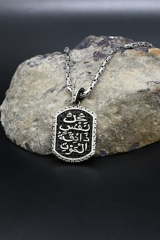 Her Can Ölümü Tadacaktır Yazlı 925 Ayar Gümüş Kral Zincir 2mm 902417 Gümüş