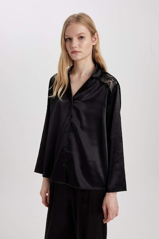 DeFacto Regular Fit Uzun Kollu Saten Casual Pijama Üstü-Fall in Love B6198AX24SPBK27