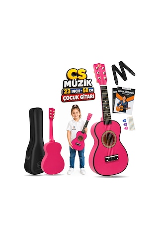 Fourtune Loki T-80PK 6 Telli Pembe Çocuk Gitarı Gerçek Ağaç