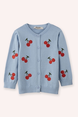 Panço Yenidoğan Kiraz Detaylı Düğmeli Triko Mavi Hırka