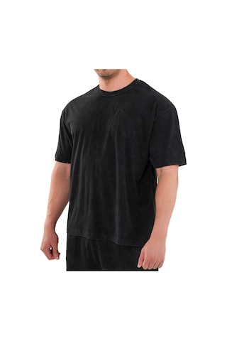 Kingsize Nutrition Kingsize Darksteel Antik Yıkamalı Oversize T-shirt Siyah Siyah
