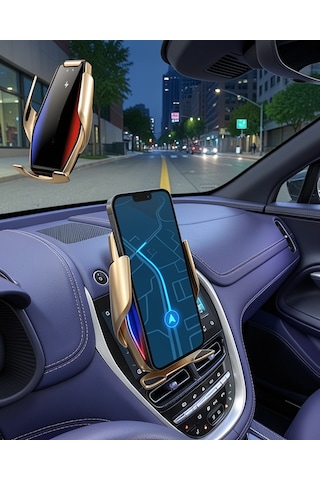 Otomatik Sensörlü Araç Telefon Tutucu, Kablosuz Şarjlı, 360 Derece Döner Standart