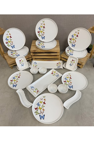 Keramika Takım Kahvaltı Nordıc Dance Of Butterfly Beyaz