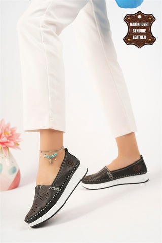 Elit Mn85l21c Kadın Hakiki Deri Espadril Siyah Siyah