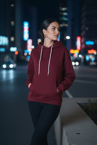 Bordo Şardonlu Kapüşonlu Sweatshirt Bordo