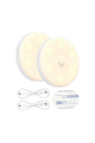 Springsun Ev İçi Akıllı Hareket Sensörlü Gece Lambası, Usb Şarjlı, Manyetik Montaj, 3 Modlu Otomatik/sürekli/kapat , Islak Işık, Dolap/odalar İçin, 2 Adet Paketi Diğer