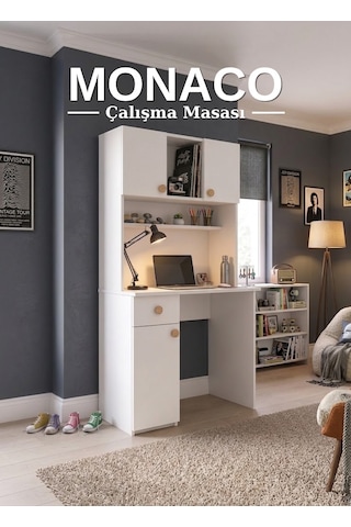 Monaco Çalışma Masası Beyaz Beyaz