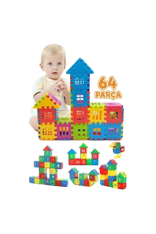 64 Parça Yapı Oyuncak Puzzle Blok 3d Tasarım Yeteneğini Geliştiren Eğlenceli Bilişsel Yapı Taşları