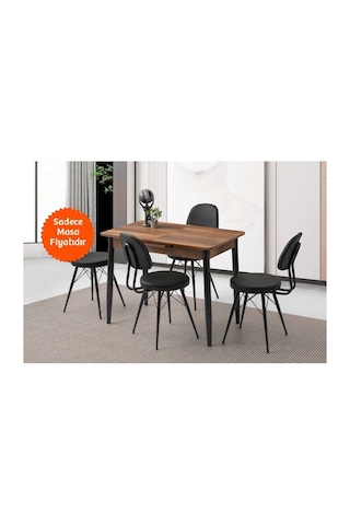 Ortadan Açılır Büyüyen Ahşap Yemek Masası Ceviz 70x120cm