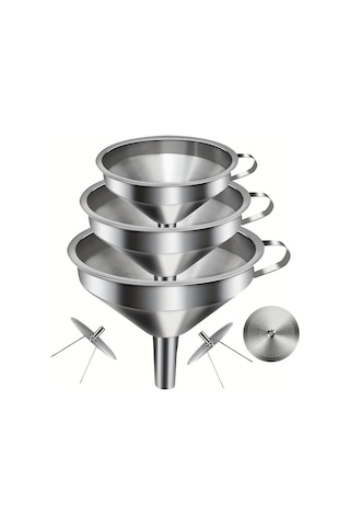 Elmpaly 3 Adet Paslanmaz Çelik Filtre Hunisi Seti 3 Filtre Ağı İle