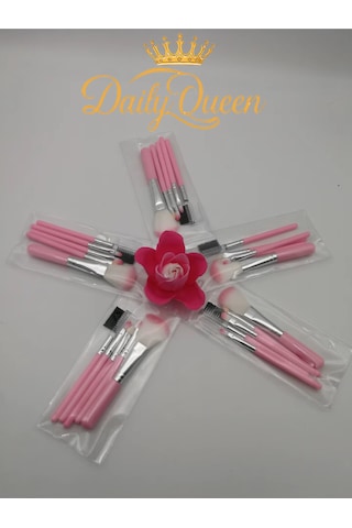Daily Queen Pembe 5 Li Mini Makyaj Fırça Seti Seyahat Boy, Yumuşak Sentetik Kıllar, Çok Amaçlı Kullanım