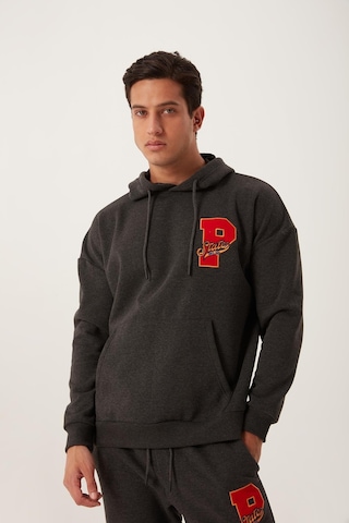 Polostate Erkek Kapüşonlu 3 İplik Sweatshirt Antrasit