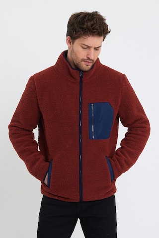 Erkek Dik Yaka Polar Ceket Kiremit