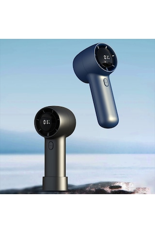 Açık Handheld Türbin Dijital Ekran 100 Hızlı Yüksek Hızlı Mini Fan, Boyut:lacivert