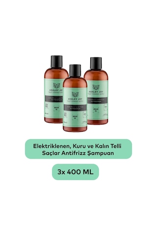 Elektriklenen Kuru Ve Kalın Telli Saçlar İçin Elektriklenme Karşıtı Antifrizz Şampuan 400 Ml X3