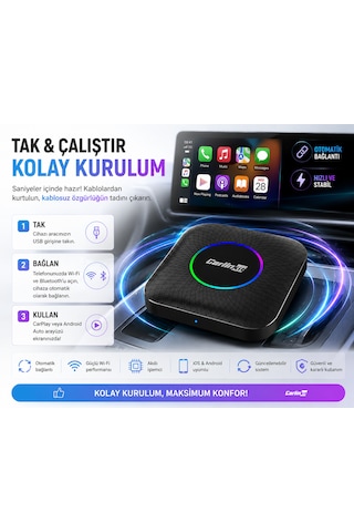 Carlinkit Tbox Max Ambient 13.0 8gb/128gb Kablosuz Carplay & Android Auto Diğer