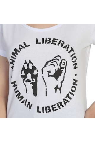 Bant Giyim - Animal Liberation Beyaz Kadın T-Shirt Tişört
