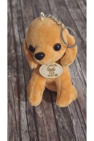 Büyük Boy Lüks Peluş Köpekçik Anahtarlık Boyu 17 Cm, Eni 7 Cm - Araba Süsü- Çanta Süsü - Sarı