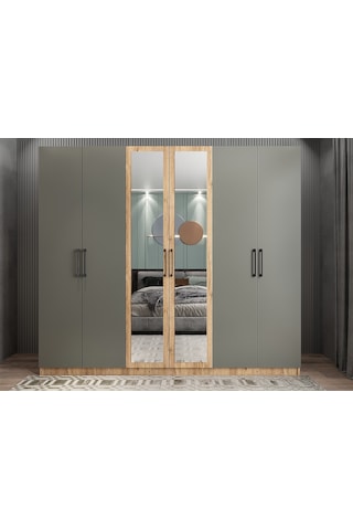 Kayra 6 Kapaklı Gardırop Dolap Çam Füme