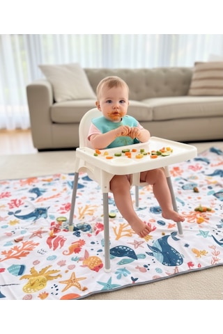 Yorni 145x180 CM Ocean, Sıvı Geçirmeyen Çok Amaçlı Aktivite Örtüsü Yer, Masa Ve Yatak İçin, Makinede Yıkanabilir