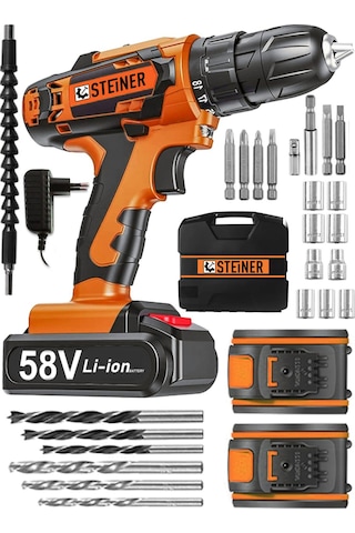 Steiner V-tech 58 V 5 Ah Darbeli Şarjlı Çiftakülü Vidalama Matkap Turuncu