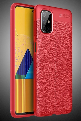 Samsung Galaxy Uyumlu  M51 Kılıf Auto Focus Kapak - Kırmızı Düz Renkli